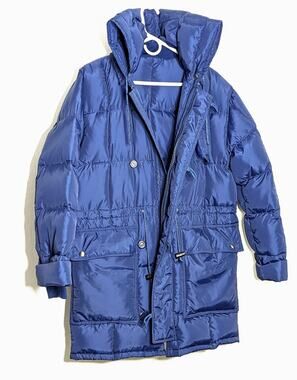 Vintage Rare Trailmaster Hooded Down Jacket Coat Winter Cobalt Blue Size Medium
